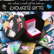 1套黑色 LinTimes 创意DIY惊喜盒爆炸盒相册婚礼六面礼盒DIY礼物生日情人节适合结婚周年庆典爱情周年庆典惊喜礼物的最佳选择 - 彩色 - 查看 9