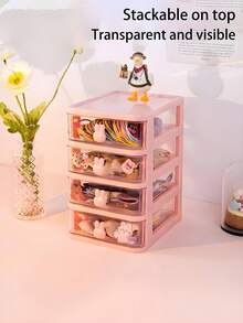 Caja de almacenamiento de maquillaje de 2-5 capas, caja de almacenamiento multifuncional, caja de maquillaje y joyas estilo cajón, caja de almacenamiento de artículos de papelería, caja de almacenamiento con forma de conejo, caja de almacenamiento de cajón de escritorio, caja de almacenamiento de cajón apilable, caja de almacenamiento de cajón estilo conejo, organizador multifuncional para oficina y tocador, adecuado para accesorios para el cabello, artículos de papelería, joyas, dormitorio, sala de estar, entrada, hogar, dormitorio, diseño de ahorro de espacio en el escritorio - Multicolor - Ver 6