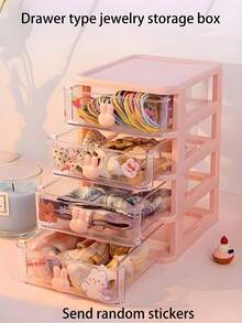 Caja de almacenamiento de maquillaje de 2-5 capas, caja de almacenamiento multifuncional, caja de maquillaje y joyas estilo cajón, caja de almacenamiento de artículos de papelería, caja de almacenamiento con forma de conejo, caja de almacenamiento de cajón de escritorio, caja de almacenamiento de cajón apilable, caja de almacenamiento de cajón estilo conejo, organizador multifuncional para oficina y tocador, adecuado para accesorios para el cabello, artículos de papelería, joyas, dormitorio, sala de estar, entrada, hogar, dormitorio, diseño de ahorro de espacio en el escritorio - Multicolor - Ver 5