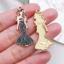 5/15pcs Fashionable Enamel Elegant Woman Lipstick/Hat/Bag/High-Heeled Shoes Charm Plated Alloy Pendant DIY Women Bracelet Necklace Earrings Jewelry Making Craft Accessories, Gifts For Lovers & Friends - Multicolor - View 11