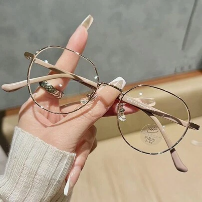 1 pieza Gafas sin receta de marco redondo poligonal