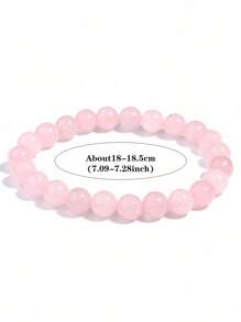 4-10 毫米粉红玫瑰粉水晶石英天然石粉色手链弹性冥想珠宝情侣女士节日礼物 - 粉色 - 查看 8