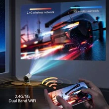 Mini Proyector con WIFI 6 y Bluetooth, compatible con 4K y 1080P, proyector portátil con rotación de 180°, pantalla de 130", proyector de cine automático, compatible con laptop, PC y smartphone. - Tipo de Enchufe A USA (110-127V) - Ver 4