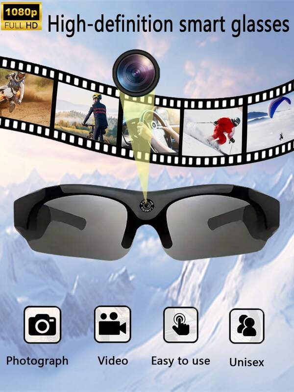 Video Glasses, HD 1080P Sport DV Camera - Sports Recording Glasses, Riding, Running, Smart Video Camera Sports Outdoor Glasses - With 32GB/64GB Memory Card - For Sports Enthusiasts & Outdoor Adventurers - Capture Action & Memories Indoors & Outdoors Perfect As A Gift For Christmas, Spring Festival, And Other Holidays For Friends And Family.