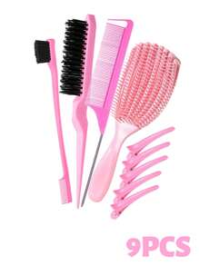 9pcs Hair Styling Tool, Braided Comb, De Braided Comb, Stainless Steel Mouse Tail Comb, Hair Clip, Suitable For Wet Or Dry Hair Styling, Salon Or Home Use