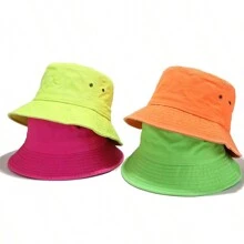 Fluorescent Simple Niche Bucket Hat, Casual Everyday WearMen's Sun Hat Summer Hat, Suitable For Summer Outdoor Activities Such As Hiking And Fishing - Solid Color - View 7
