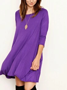 Boho Retro Solid Rayon Cool  Color Mini Dress Short Sleeves Grey Charcoal Olive Navy Small To 3XL Plus Curvy - Màu tím - Xem 3