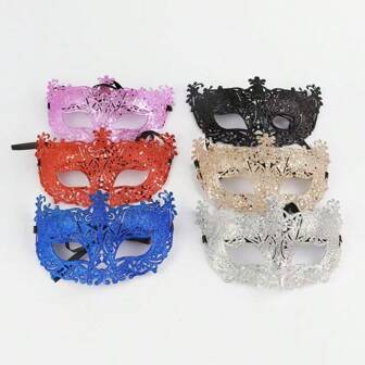 1pcsFox Mask: Gold And Pink Fox Design, Suitable For Festive, Christmas Or Rave Party - PROM, Glitter Pink Fashion Mask, Ladies Mask Accessories, Home Decor