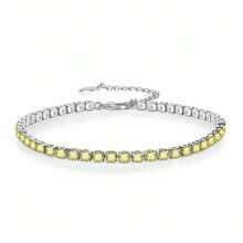 Pulsera de plata esterlina con circonita colorida y brillante, con cadena de tenis de color rosa y morado para mujer, ajustable - pulsera de colores - Ver 9