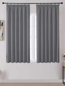 VEHEDE Set Of 2 Blackout Curtains With Ruffle Tape Thermal Curtains Against Heat Bedroom Curtains And Drapes Heat Protection Curtain Gray Opaque - Grau - View 28