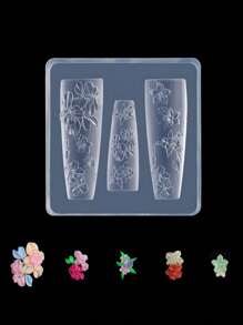 klimonla 1 Pieza Molde de alivio para uñas, Molde de tallado de silicona, Flor de hielo, Rosa, Mariposa congelada, Decoración tridimensional para uñas DIY