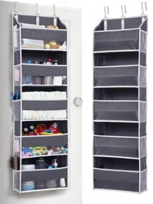 1 Túi đựng đồ treo cửa có 5 ngăn lớn và 10 ngăn lưới bên hông, sức chứa 44lbs, túi treo có cửa sổ trong suốt, thích hợp để đựng đồ chơi trẻ em, giày dép, tã bỉm, màu xám đậm, 5 ngăn, họa tiết trái tim, thích hợp cho ngày Valentine. - Xám - Xem 1