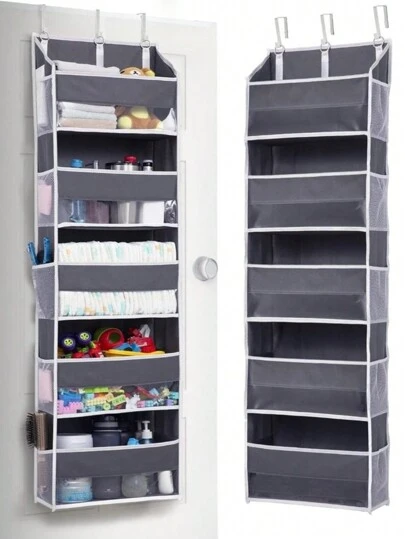 1 Adet Kapı Üstü Saklama Düzenleyici Çanta, 5 Büyük Cep ve 10 File Yan Cep, 20 kg Kapasite, Şeffaf Pencereli Asılabilir Saklama Çantası, Çocuk Oyuncakları, Ayakkabılar, Bebek Bezleri Saklamak İçin Uygun, Koyu Gri, 5 Katlı, Sevgililer Günü İçin Kalp Desenli