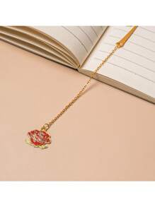 1pc Red Rose Metal Bookmark, Red Rose Metal Bookmark, Creative Gift For Book Lovers - Hot Pink - View 5