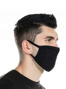 2pcs Black Fashion Face Mask, Unisex Comfortable Breathable Dust-Proof Anti-Cold Anti-Haze Mask, Suitable For Riding, Washable, Adult Mask For Hip Hop Style - Black - View 2