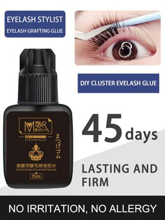 15ml 1個 無臭・刺激のないパーソナル睫毛エクステンションジェル、長持ち、安全、自分でDIY、黒色 速乾性 防水 強力睫毛エクステンションジェル、個人使用/プロのまつげサロンで使用可