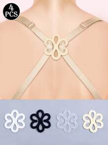 4PCS Floral Bra Strap Clips Hidden Non-Slip Bra Strap Clasp Accessories For Women