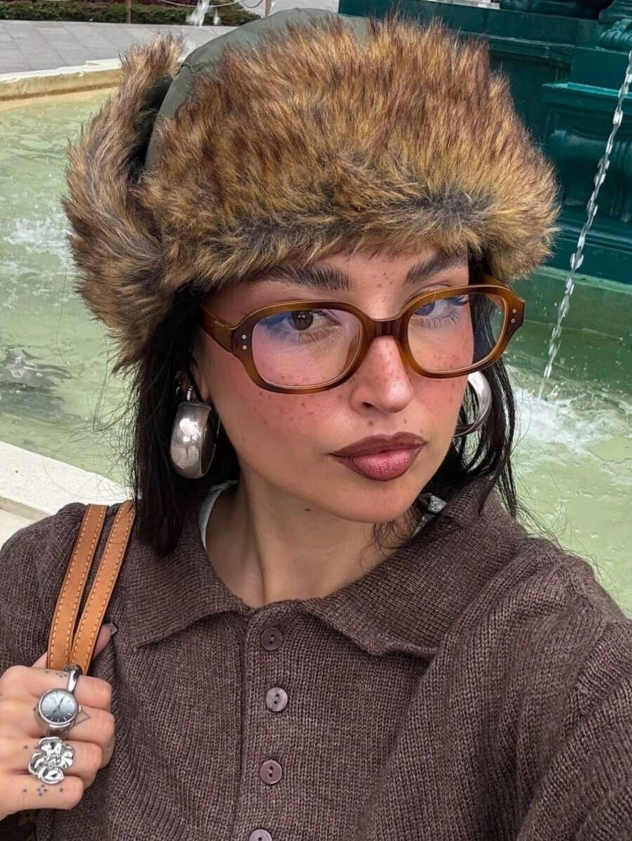 1pc Square Retro Small Frame Fashion Glasses Frame Transparent Glasses Retro Personalized Fashionable Simple Glasses Frame Transparent Glasses - da báo - Xem 1