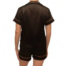 Pijama camisera de satin - Negro - Ver 3