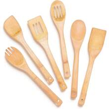 6pcs/1PC Bamboo Cooking Utensils Set - Includes Spoonula, Slotted Spoon, Shovel, And Spatula - Perfect For Nonstick Pans And Woks