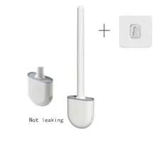 Wall Hanging Toilet Brush With Holder Long Handled Silicone Toilet Brush Soft Bristles WC Cleaning Brush Bathroom Accessories