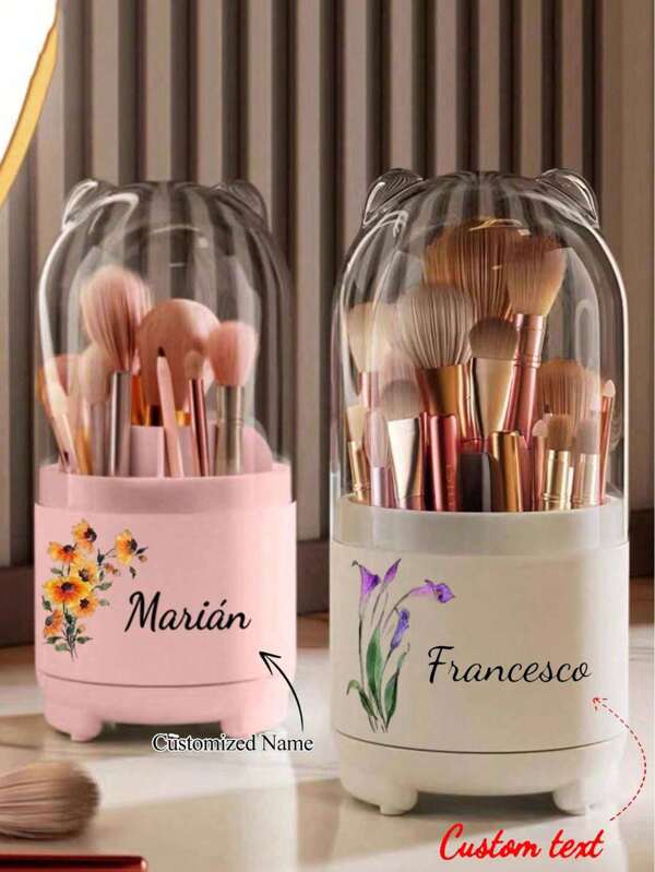 1pc Custom Storage Box Rotating Dustproof Storage Bucket Beauty Pen Holder
