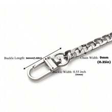 金属扁链肩带、钱包链、单肩包肩带、斜挎包肩带替换链条配件 - 銀色 - 查看 5