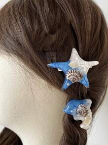 2 pezzi/set Fermagli per capelli a forma di pesce e stella marina, decorazioni per capelli per feste, frangia e accessori per capelli da sposa per ragazze