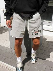 Men's Beach Casual Printed Sports Shorts With 2 In 1 Design - Grey - View 1