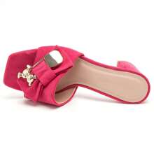 Summer Fashionable Elegant Minimalist Bow Decor High Heel Sandals - Hot Pink - View 7