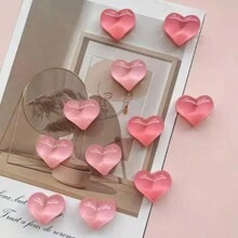 5pcs/10pcs New Pink Heart Magnetic Stickers, Cartoon Red Heart Plastic Fridge Magnets, Home Decor Accessories, Scenes Layout, Holiday Gifts, Holiday Decorations, Fridge Magnets, Kitchen Decor Magnets, Great Gifts, Fridge Beautification Birthday Graduation