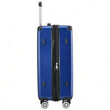 Valise rigide, valise à roulettes, valise de voyage, bagage à main 4 roues, en matériau ABS, serrure douanière TSA, 76,5 * 50,5 * 31,5 cm, bleu foncé