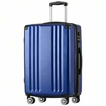 Valise rigide, valise à roulettes, valise de voyage, bagage à main 4 roues, en matériau ABS, serrure douanière TSA, 76,5 * 50,5 * 31,5 cm, bleu foncé