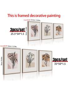 3pcs Floral Print Unframed Painting - Multicolor - View 3