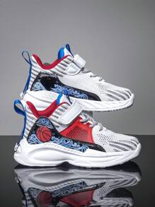 Kids' Colorblock Fashionable Basketball Shoes, Lightweight Breathable Upper, Non-Slip Painted Outsole, Suitable For Daily Wear, P.E. Class, Basketball Sports
