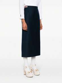 Thom Browne - Women Calf Legth Side Tab Skirt In Solid Wool Twill