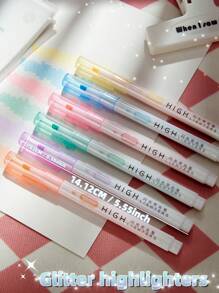 6 PIEZAS Bolígrafos resaltadores brillantes y con purpurina, Resaltadores con purpurina, Marcadores resaltadores con purpurina para notas brillantes, diarios, escuela y oficina. De vuelta a la escuela