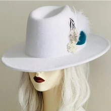 Cowboy Hat For Women And Men With Shapeable Wide Brim - Felt Cattleman Western Hats For Cowboys And Cowgirls 2024 - White - View 2