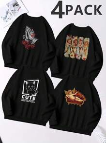 Praying Skull Rebel Rebel Illustration 250g 4pcs Women's Sweatshirt