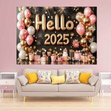 1 件，“2025 年新年快乐”涤纶派对横幅 - 多用途摄影道具，通用节日墙壁装饰，无需电力，适用于家庭和派对装饰产品 - 多色 - 查看 5