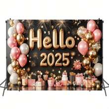 1 件，“2025 年新年快乐”涤纶派对横幅 - 多用途摄影道具，通用节日墙壁装饰，无需电力，适用于家庭和派对装饰产品 - 多色 - 查看 6