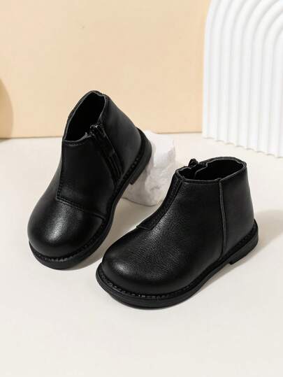Fashionable & Cute Solid Color Simple Children Boots, Leisure Outdoor Comfortable Flat Boots For Girls, Autumn/Winter