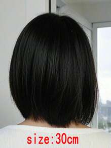 Black Short Bob Synthetic Wig Natural Black With Bangs Synthetic Bob Wigs For Women