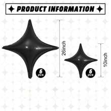 Globo en forma de estrella negro, globos negros cuadrilaterales de 10 pulgadas y 24 pulgadas, globo de papel de aluminio dorado, globo de mylar negro, globo de papel de aluminio en forma de estrella para decoraciones de Año Nuevo, cumpleaños, boda y San Valentín - Negro - Ver 3