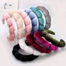1pc Cloud Shaped Velvet Marshmallow Braided Headband, Wide Edge Hair Accessory For Face Washing, Bathing, Makeup, SPA, Exercise, Hair Styling, Hairband, Hair Hoop Headbands