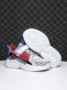 Kids' Colorblock Fashionable Basketball Shoes, Lightweight Breathable Upper, Non-Slip Painted Outsole, Suitable For Daily Wear, P.E. Class, Basketball Sports