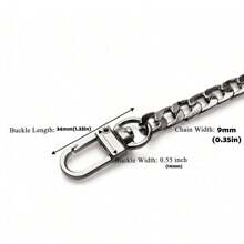Metal Flat Chain Strap, Wallet Chain, Shoulder Bag Strap Replacement Chain Accessory - Black - View 5