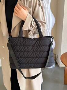 Women's Fashion Casual Tote Bag, Shoulder Bag, Crossbody Bag, Minimalist & Lightweight, Suitable For Daily Use, Tote Bags For Women, College Essentials - Black - View 4