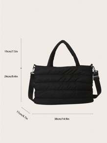 Women's Fashion Casual Tote Bag, Shoulder Bag, Crossbody Bag, Minimalist & Lightweight, Suitable For Daily Use, Tote Bags For Women, College Essentials - Black - View 2