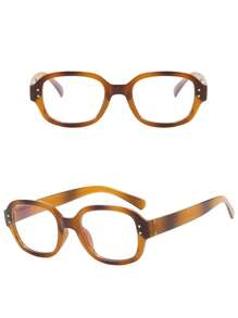 1pc Square Retro Small Frame Fashion Glasses Frame Transparent Glasses Retro Personalized Fashionable Simple Glasses Frame Transparent Glasses - da báo - Xem 4